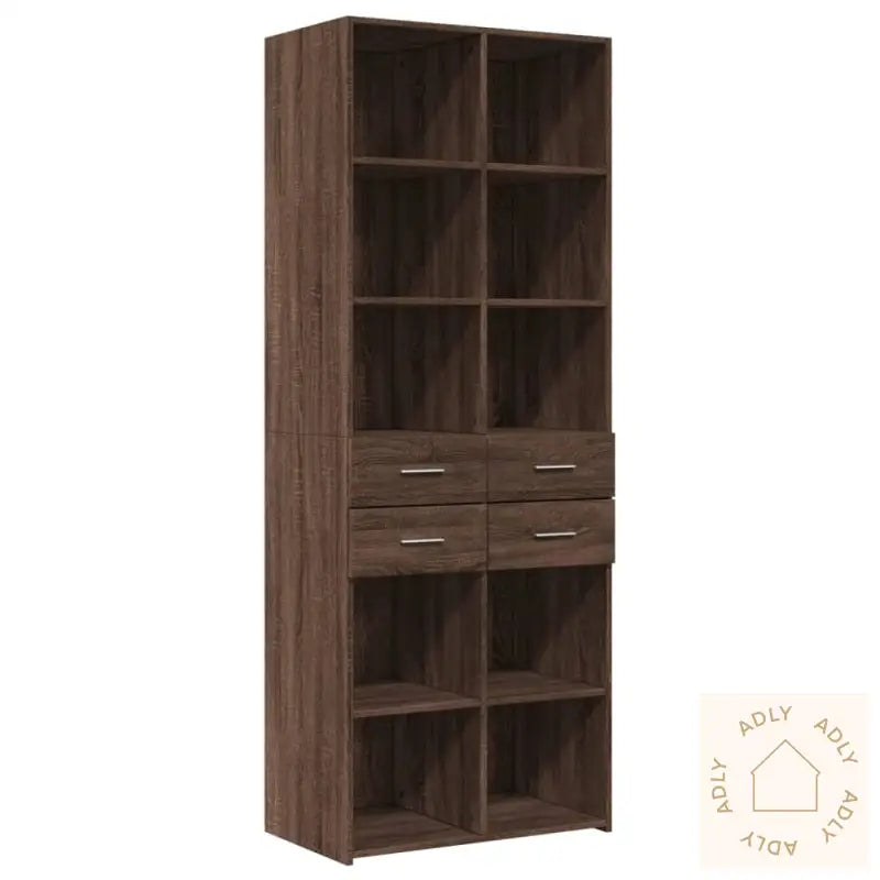 Highboard Brun Eik 70X42,5X185 Cm Konstruert Tre