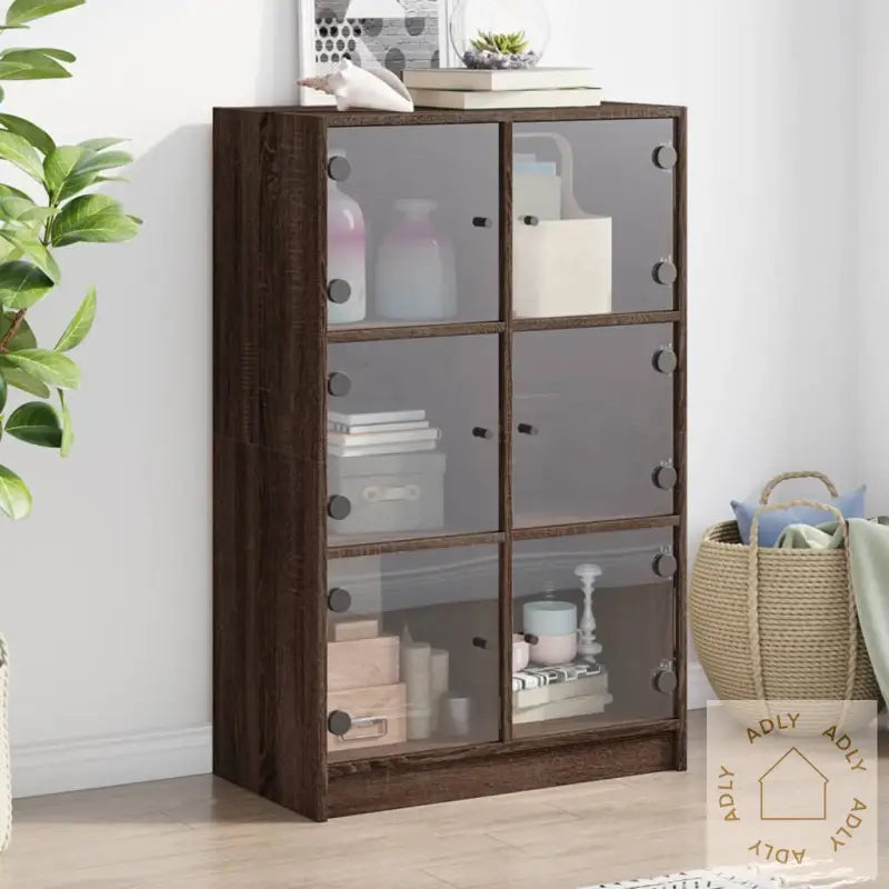 Highboard Med Dører Brun Eik 68X37X109 Cm Konstruert Tre