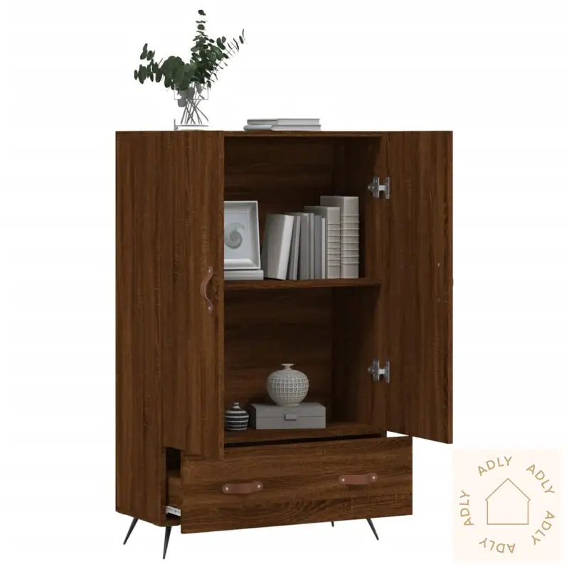 Highboard Brun Eik 69,5X31X115 Cm Konstruert Tre