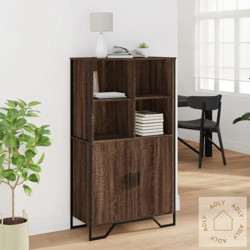 Highboard Brun Eik 79,5X35,5X137,5 Cm Konstruert Tre