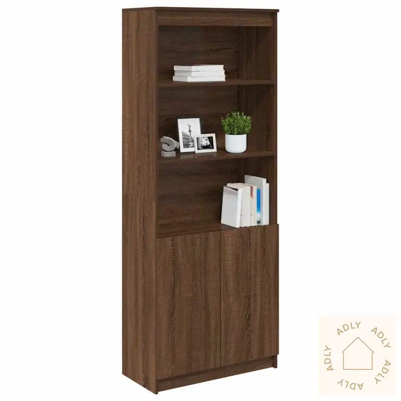Highboard Brun Eik 70X35X180 Cm Konstruert Tre
