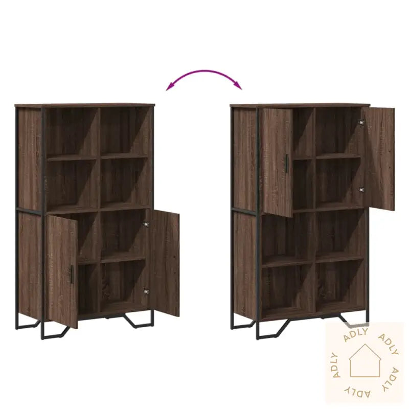 Highboard Brun Eik 79,5X35,5X137,5 Cm Konstruert Tre