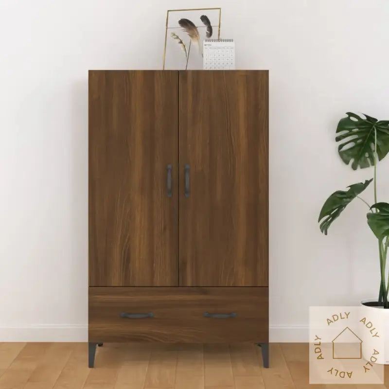 Highboard Brun Eik 70X31X115 Cm Konstruert Tre