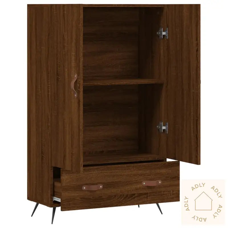 Highboard Brun Eik 69,5X31X115 Cm Konstruert Tre
