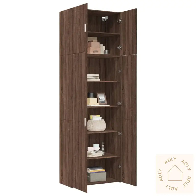 Highboard Brun Eik 80X42,5X249 Cm Konstruert Tre