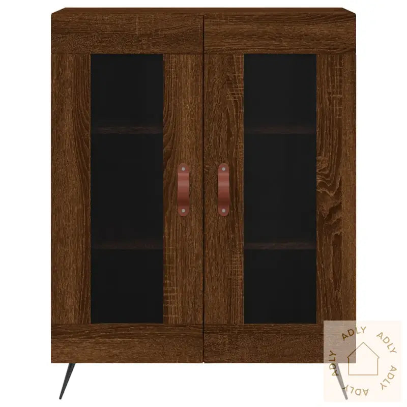 Highboard Brun Eik 69,5X34X180 Cm Konstruert Tre
