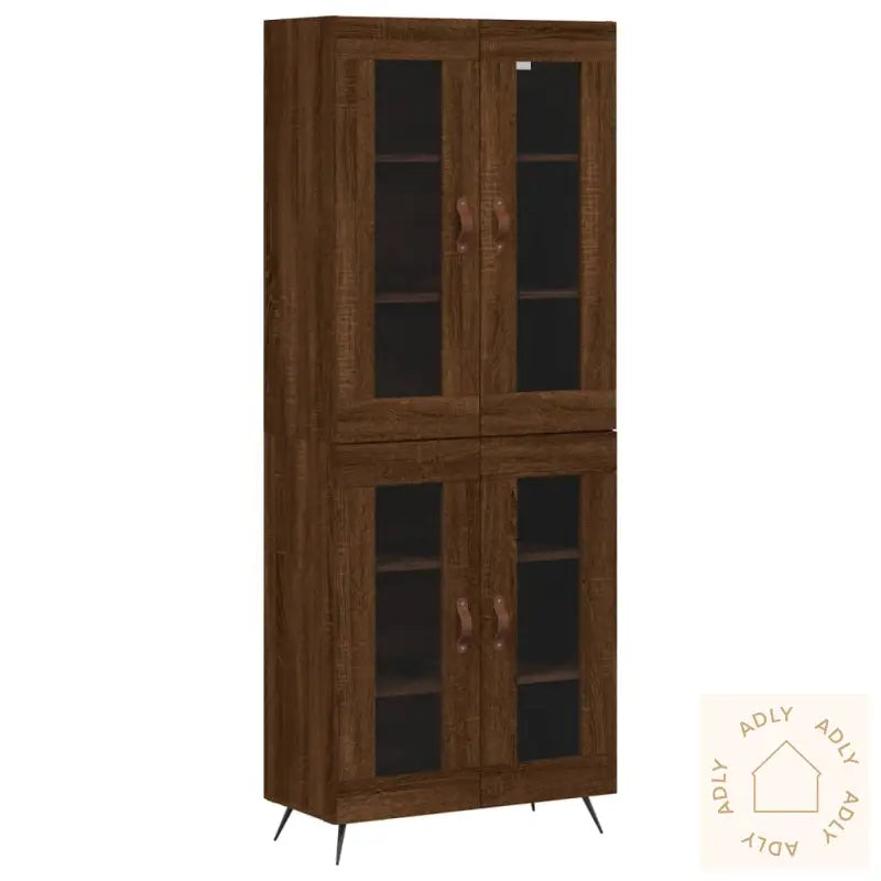 Highboard Brun Eik 69,5X34X180 Cm Konstruert Tre