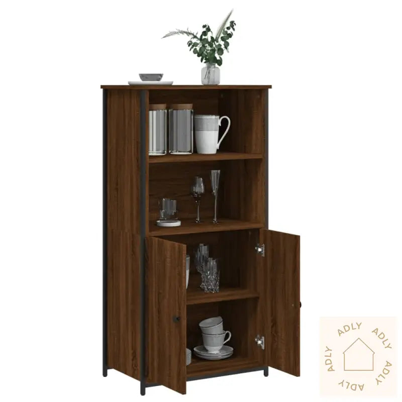 Highboard Brun Eik 62X36X121,5 Cm Konstruert Tre