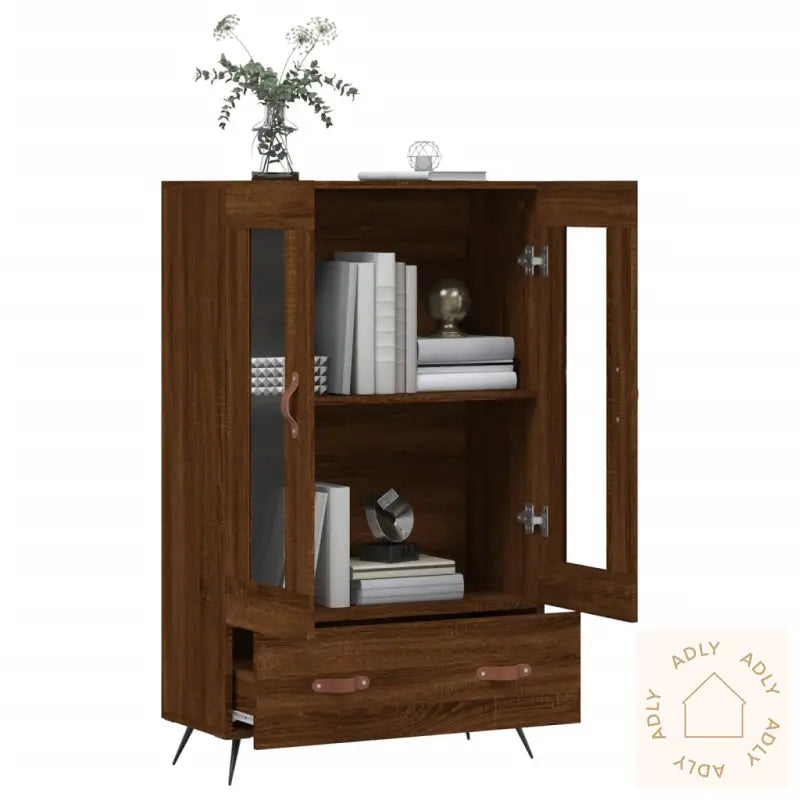 Highboard Brun Eik 69,5X31X115 Cm Konstruert Tre