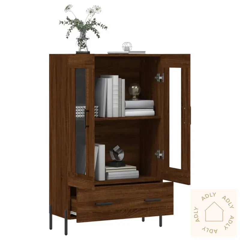 Highboard Brun Eik 69,5X31X115 Cm Konstruert Tre