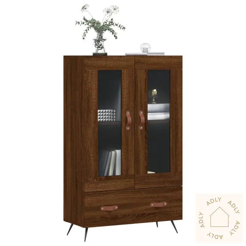 Highboard Brun Eik 69,5X31X115 Cm Konstruert Tre