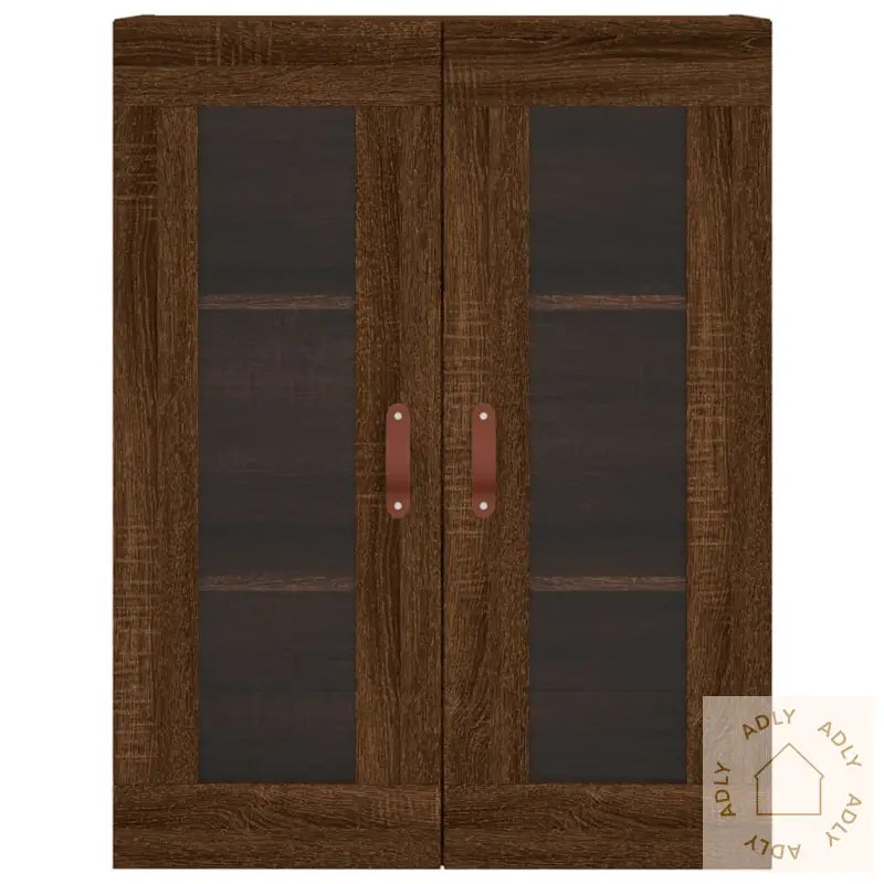 Highboard Brun Eik 69,5X34X180 Cm Konstruert Tre