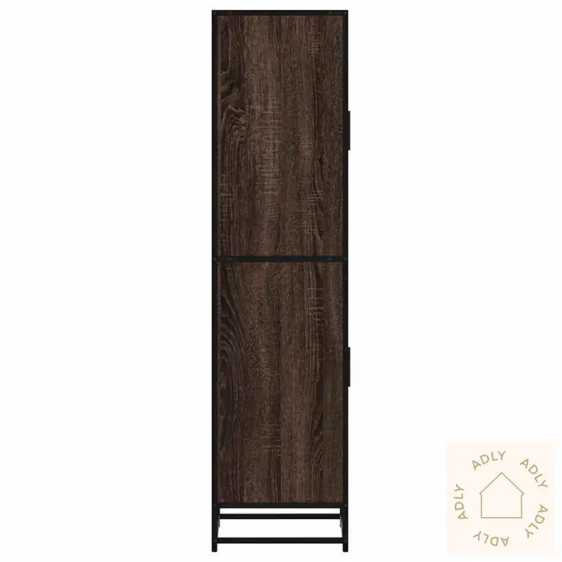 Highboard Brun Eik 35,5X35X139 Cm Konstruert Tre Og Metall