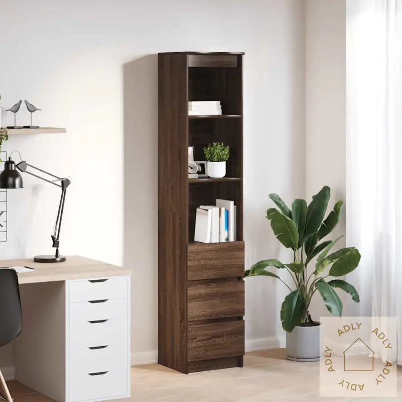 Høybord Brun Eik 37,5X35X180 Cm Konstruert Tre
