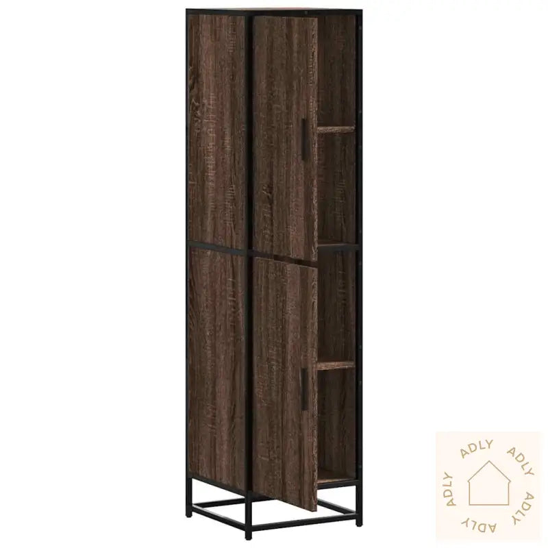 Highboard Brun Eik 35,5X35X139 Cm Konstruert Tre Og Metall