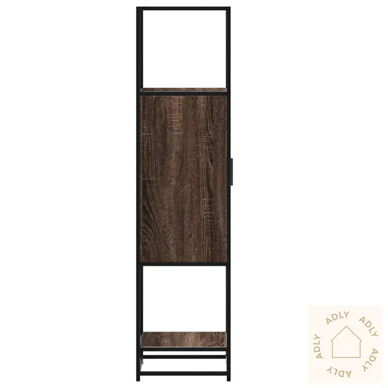 Highboard Brun Eik 35,5X35X139 Cm Konstruert Tre Og Metall