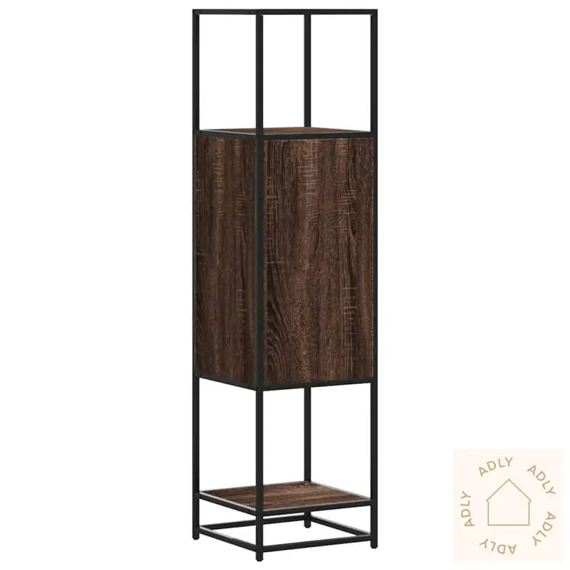Highboard Brun Eik 35,5X35X139 Cm Konstruert Tre Og Metall