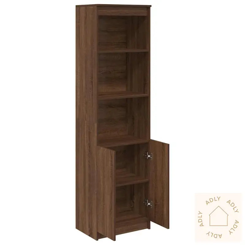 Highboard Brun Eik 50X35X180 Cm Konstruert Tre