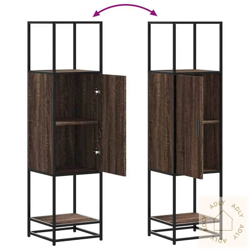 Highboard Brun Eik 35,5X35X139 Cm Konstruert Tre Og Metall