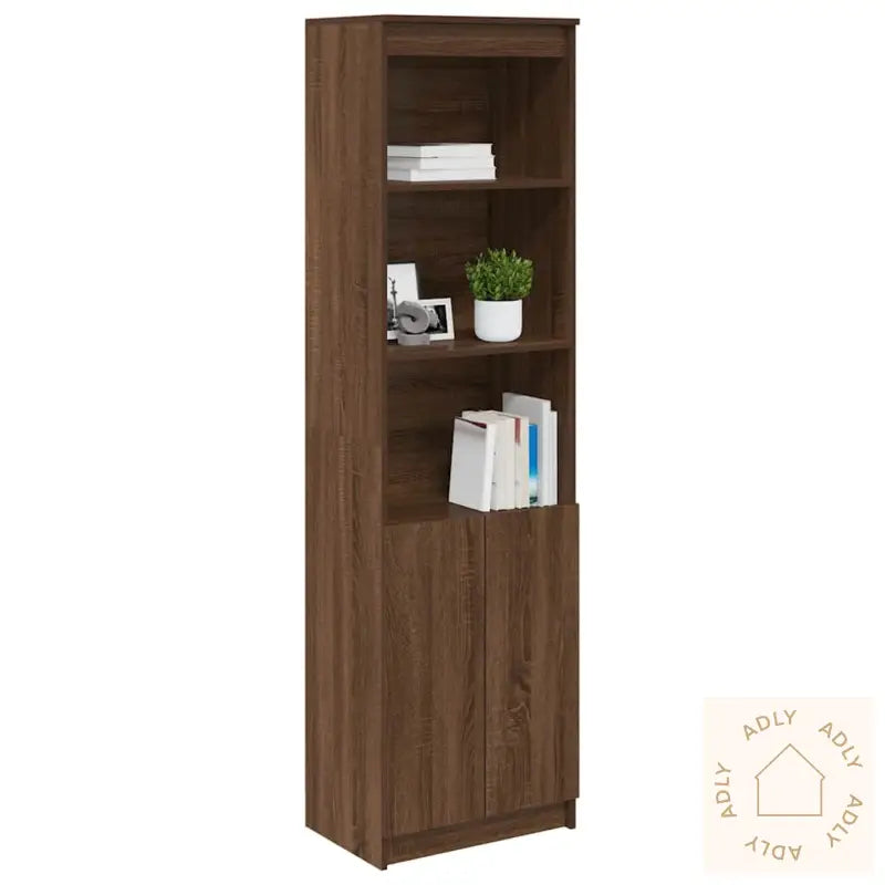 Highboard Brun Eik 50X35X180 Cm Konstruert Tre