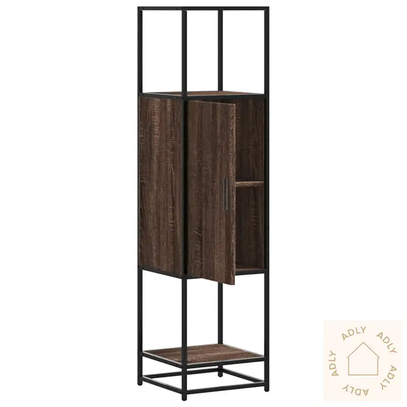 Highboard Brun Eik 35,5X35X139 Cm Konstruert Tre Og Metall