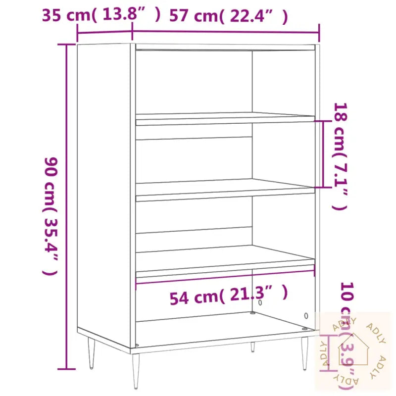 Highboard Brun Eik 57X35X90 Cm Konstruert Tre