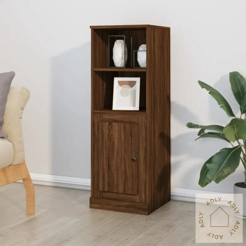 Highboard Brun Eik 36X35,5X103,5 Cm Konstruert Tre