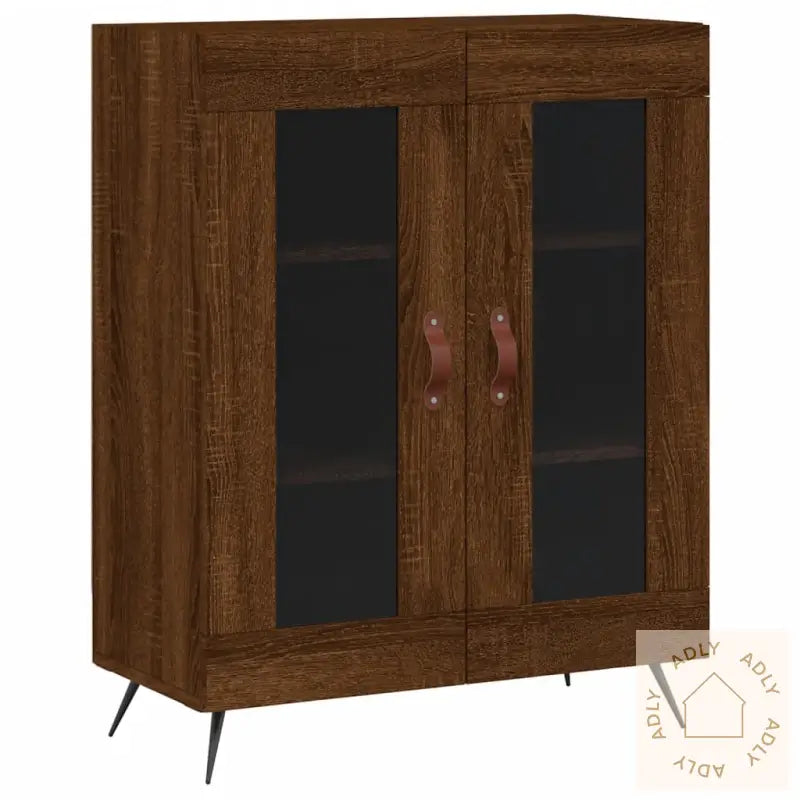 Highboard Brun Eik 69,5X34X180 Cm Konstruert Tre