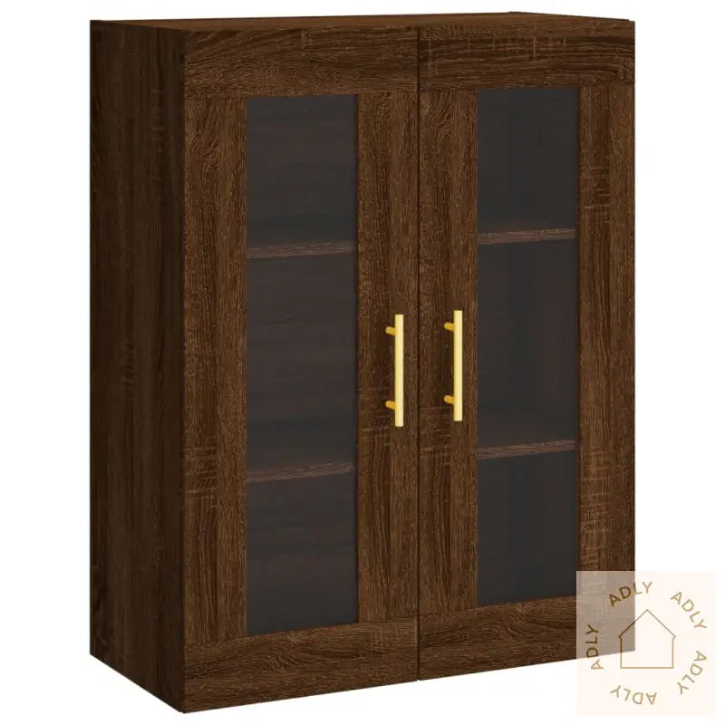 Highboard Brun Eik 69,5X34X180 Cm Konstruert Tre