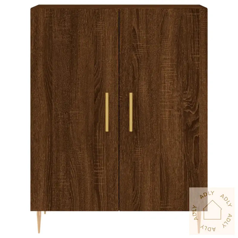 Highboard Brun Eik 69,5X34X180 Cm Konstruert Tre