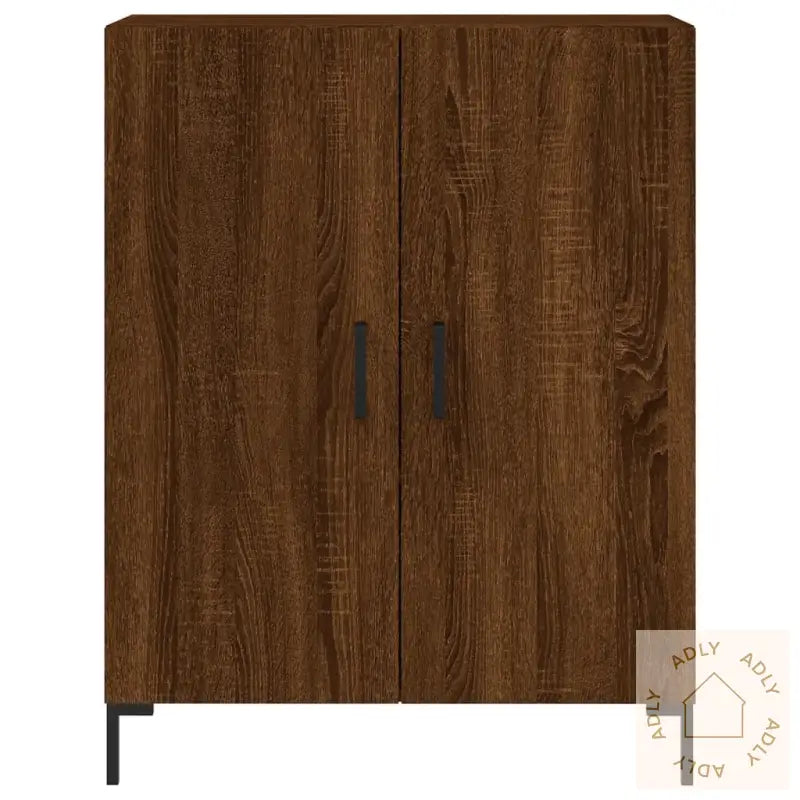 Highboard Brun Eik 69,5X34X180 Cm Konstruert Tre