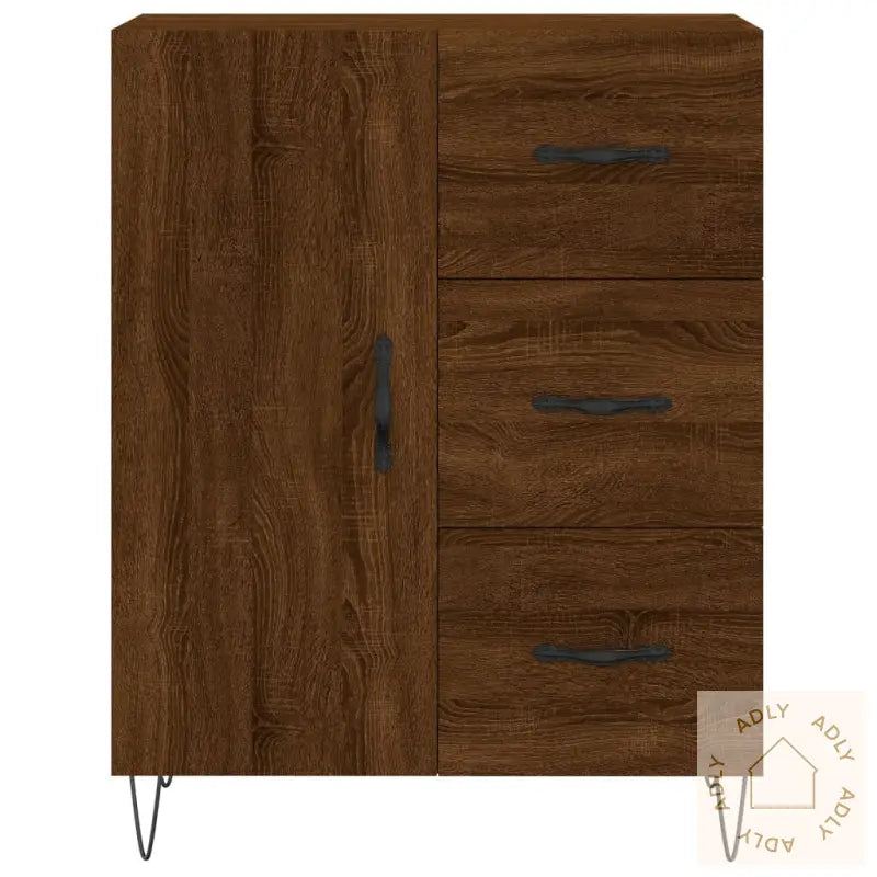 Highboard Brun Eik 69,5X34X180 Cm Konstruert Tre