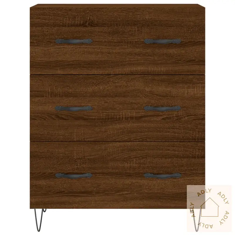 Highboard Brun Eik 69,5X34X180 Cm Konstruert Tre
