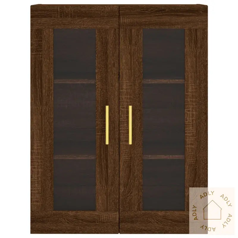 Highboard Brun Eik 69,5X34X180 Cm Konstruert Tre