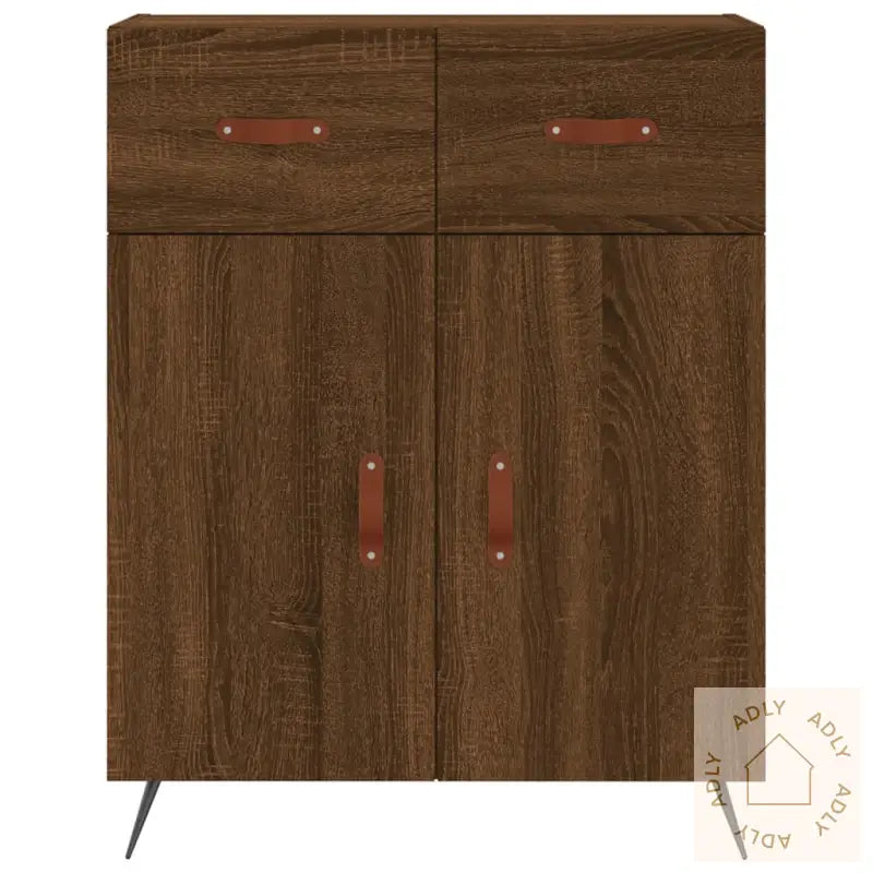 Highboard Brun Eik 69,5X34X180 Cm Konstruert Tre