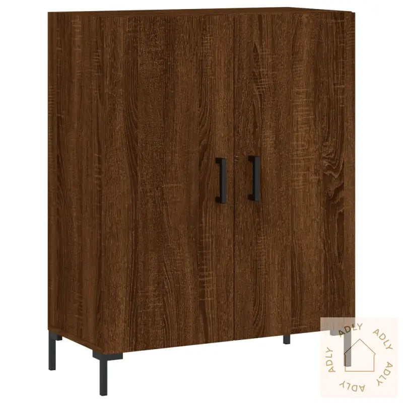 Highboard Brun Eik 69,5X34X180 Cm Konstruert Tre