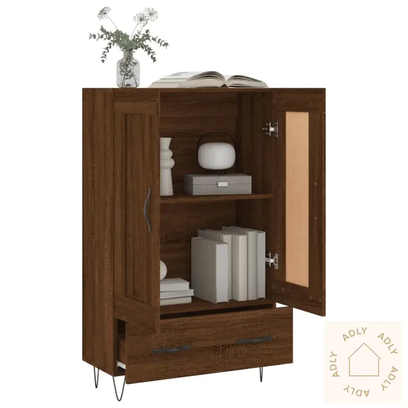 Highboard Brun Eik 69,5X31X115 Cm Konstruert Tre