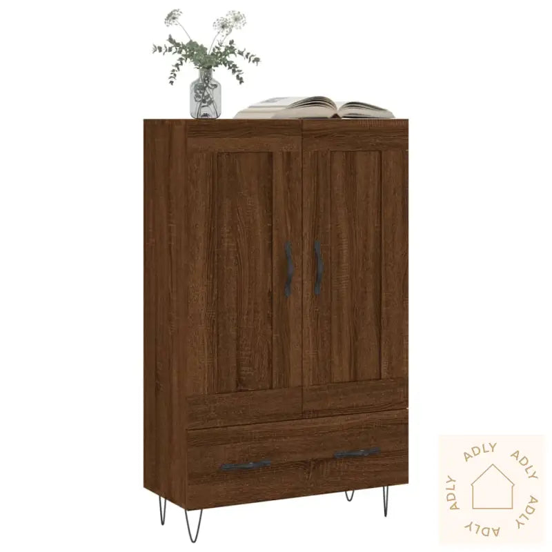 Highboard Brun Eik 69,5X31X115 Cm Konstruert Tre