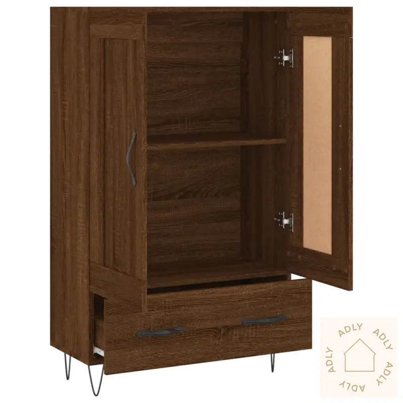 Highboard Brun Eik 69,5X31X115 Cm Konstruert Tre