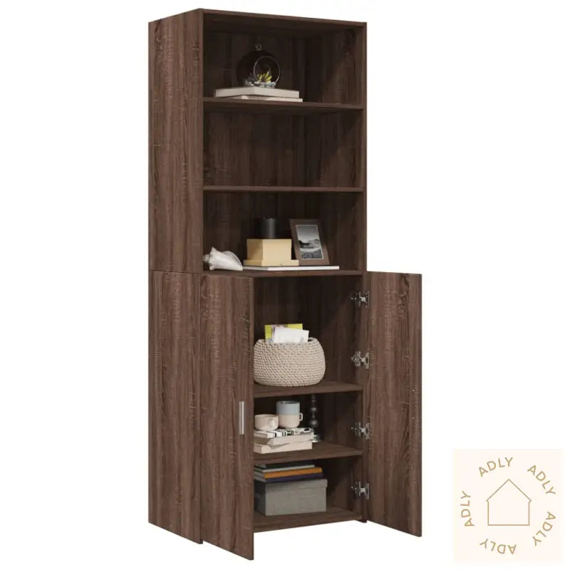 Highboard Brun Eik 70X42,5X185 Cm Konstruert Tre