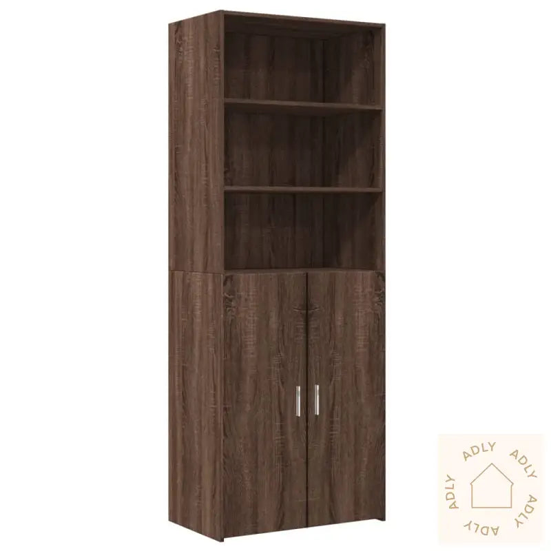 Highboard Brun Eik 70X42,5X185 Cm Konstruert Tre