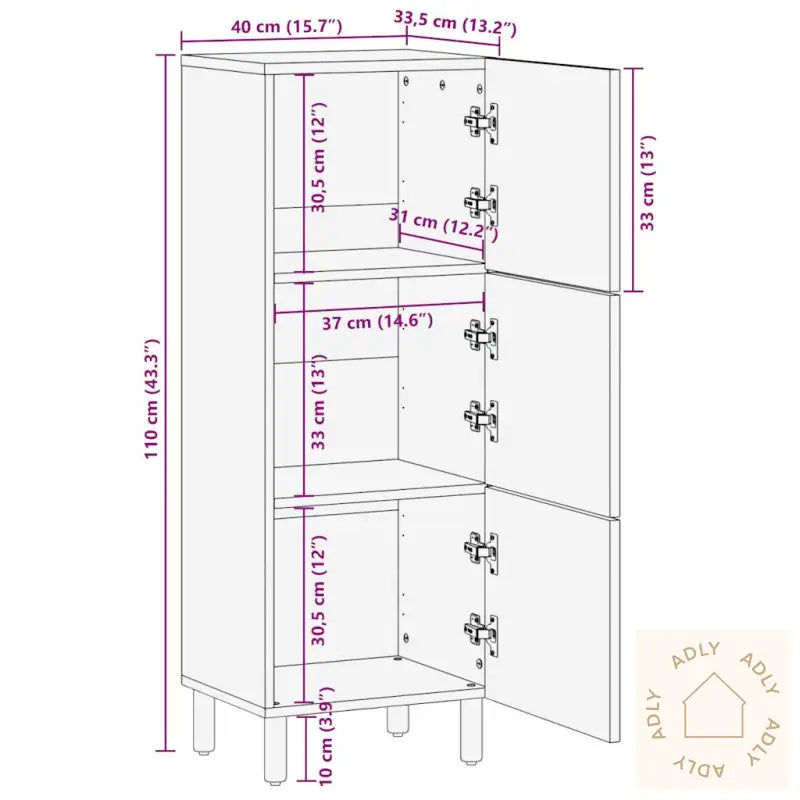Sideskap 40X33,5X110 Cm Grovt Heltre Mangotre