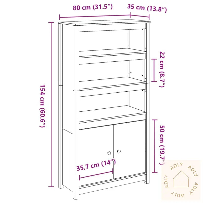 Highboard 80X35X154 Cm Heltre Furu