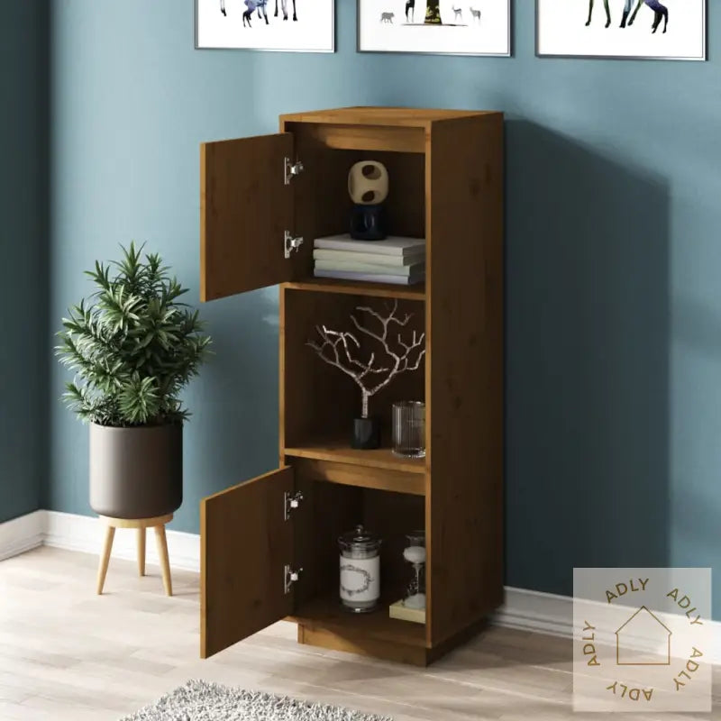 Highboard Honningbrun 38X35X117 Cm Heltre Furu
