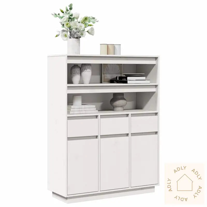 Highboard Hvit 89X34X116,5 Cm Heltre Furu