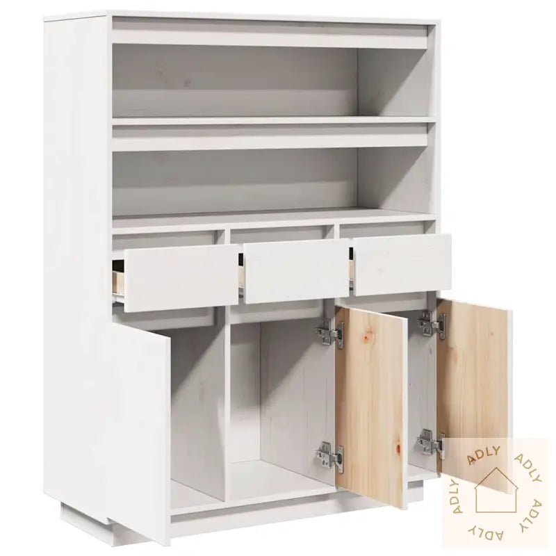 Highboard Hvit 89X34X116,5 Cm Heltre Furu