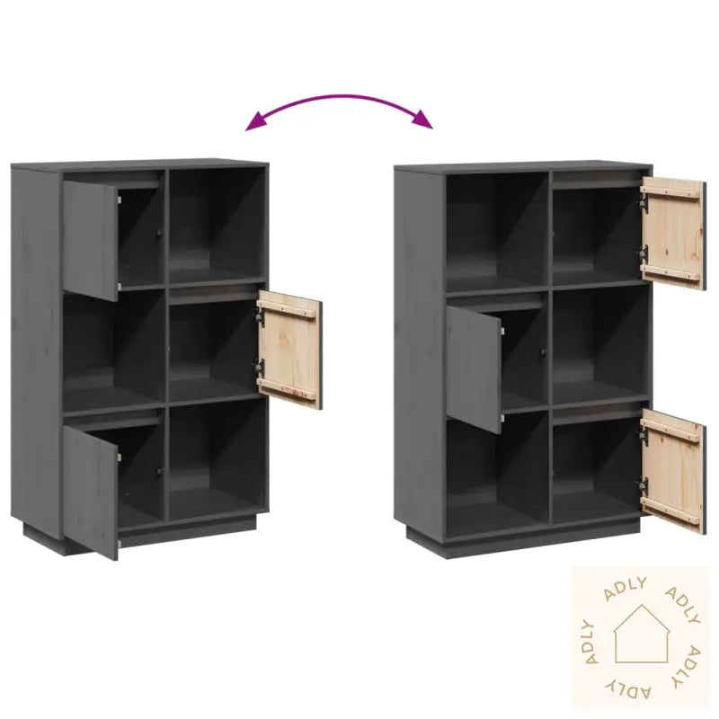 Highboard Grå 74X35X117 Cm Heltre Furu