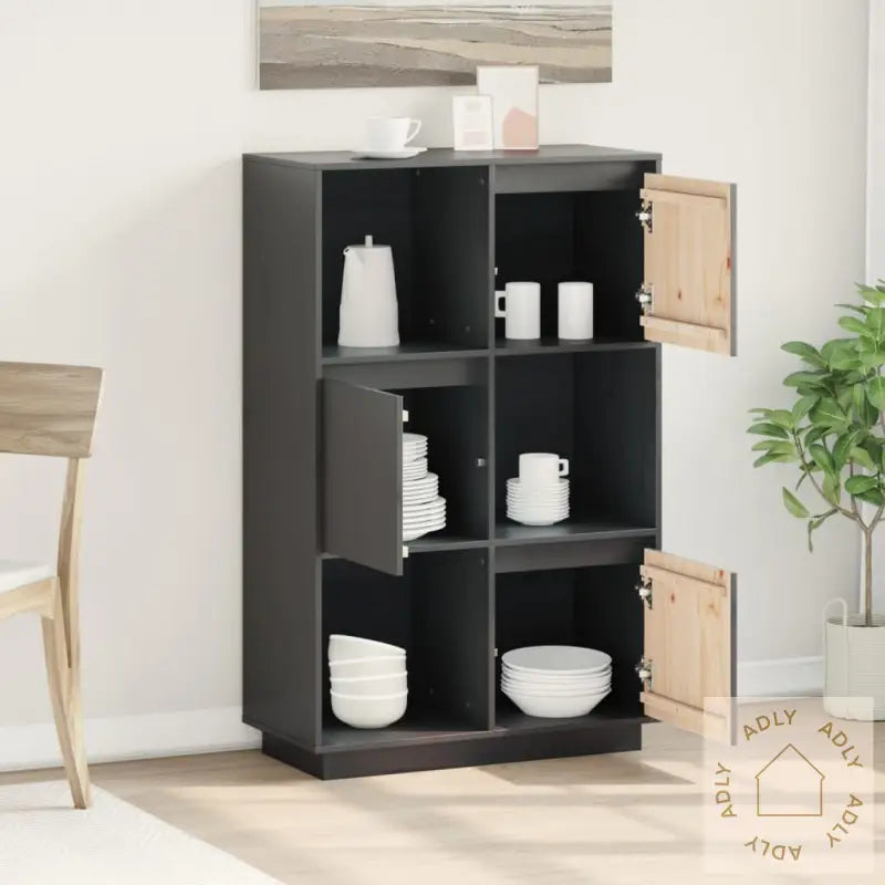 Highboard Grå 74X35X117 Cm Heltre Furu