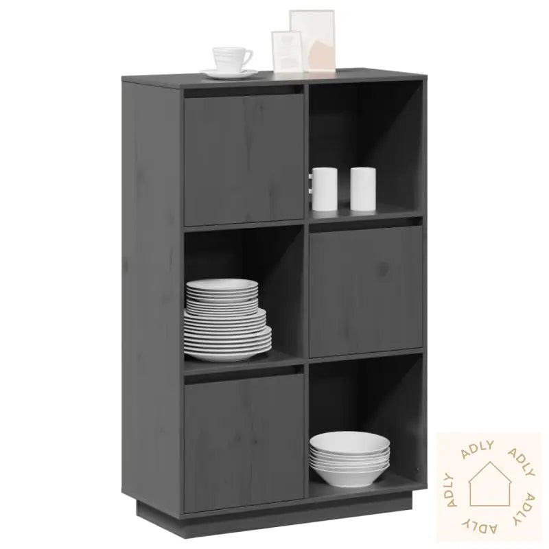 Highboard Grå 74X35X117 Cm Heltre Furu