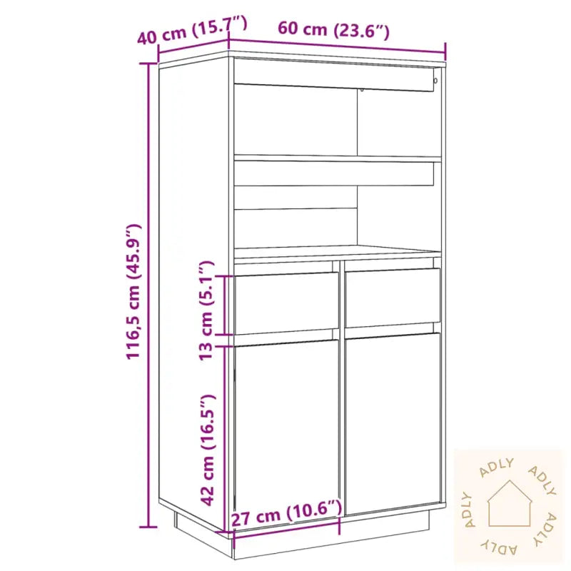 Highboard 60X40X116,5 Cm Heltre Furu